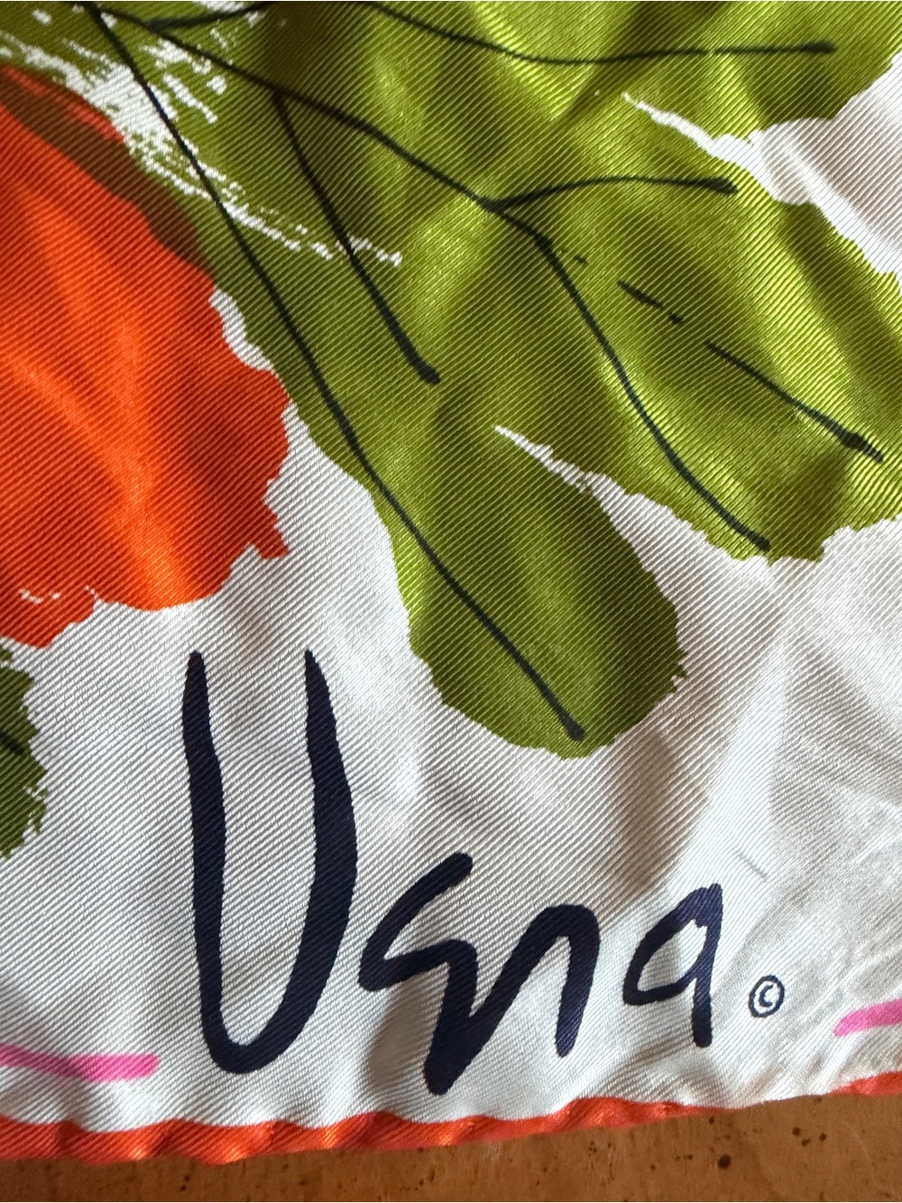 VERA by Vera Neumann Floral Printed Square- Pink & Orange Head-purse-neck Scarf - Picture 5 of 9